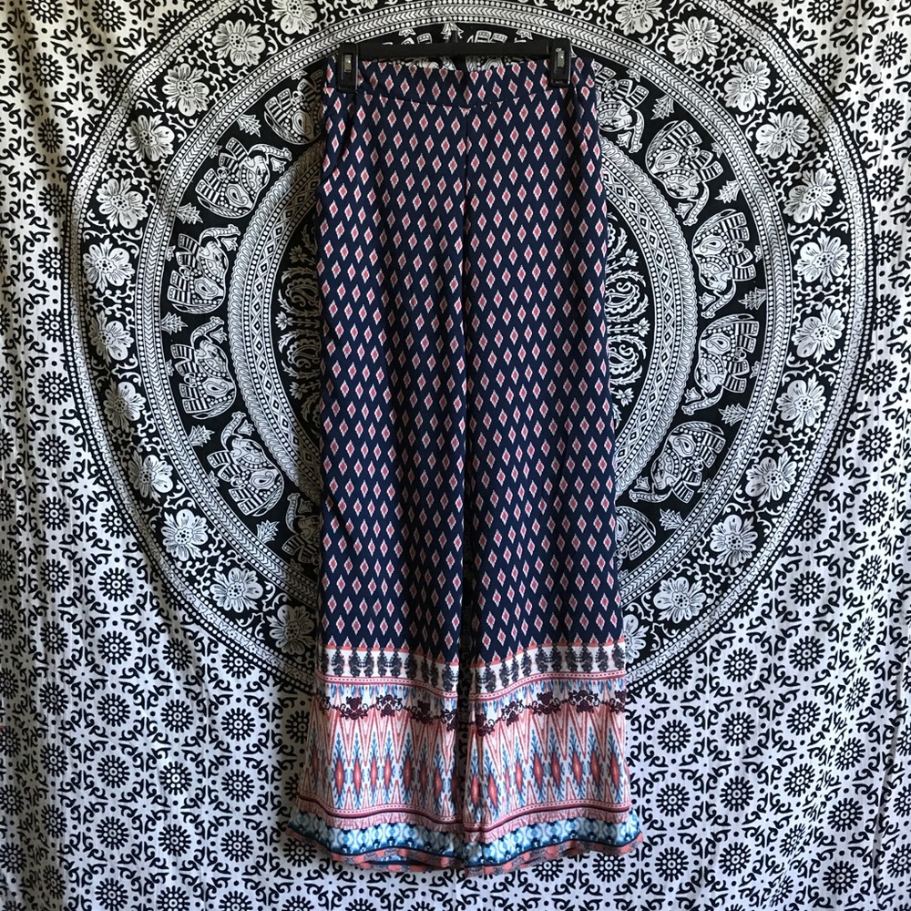 flowy patterned pants